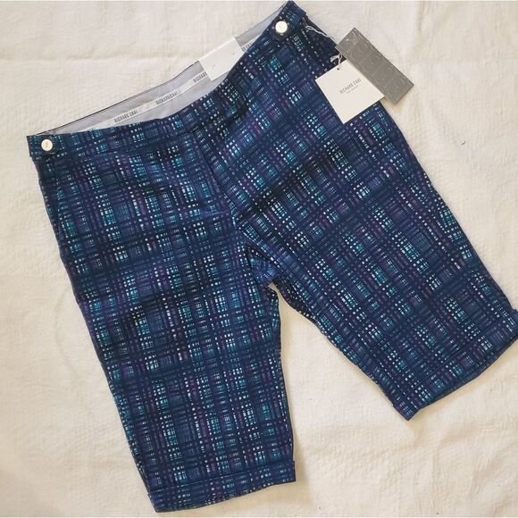 Richard Chai bermuda shorts blue plaid size 11 juniors knee length stretch - Picture 1 of 8